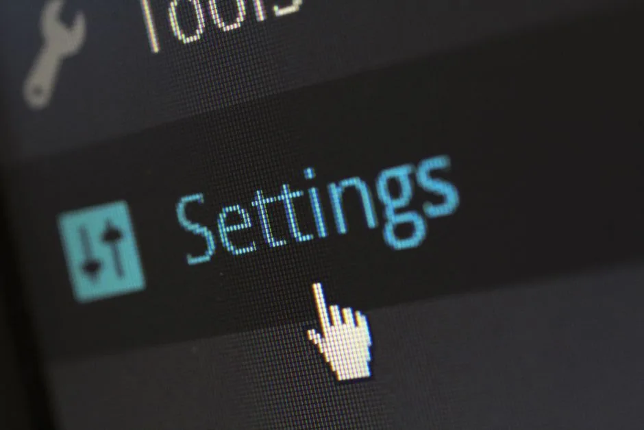 Computer screen showing a software settings menu